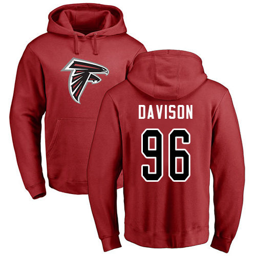 Atlanta Falcons Men Red Tyeler Davison Name And Number Logo NFL Football #96 Pullover Hoodie Sweatshirts->atlanta falcons->NFL Jersey